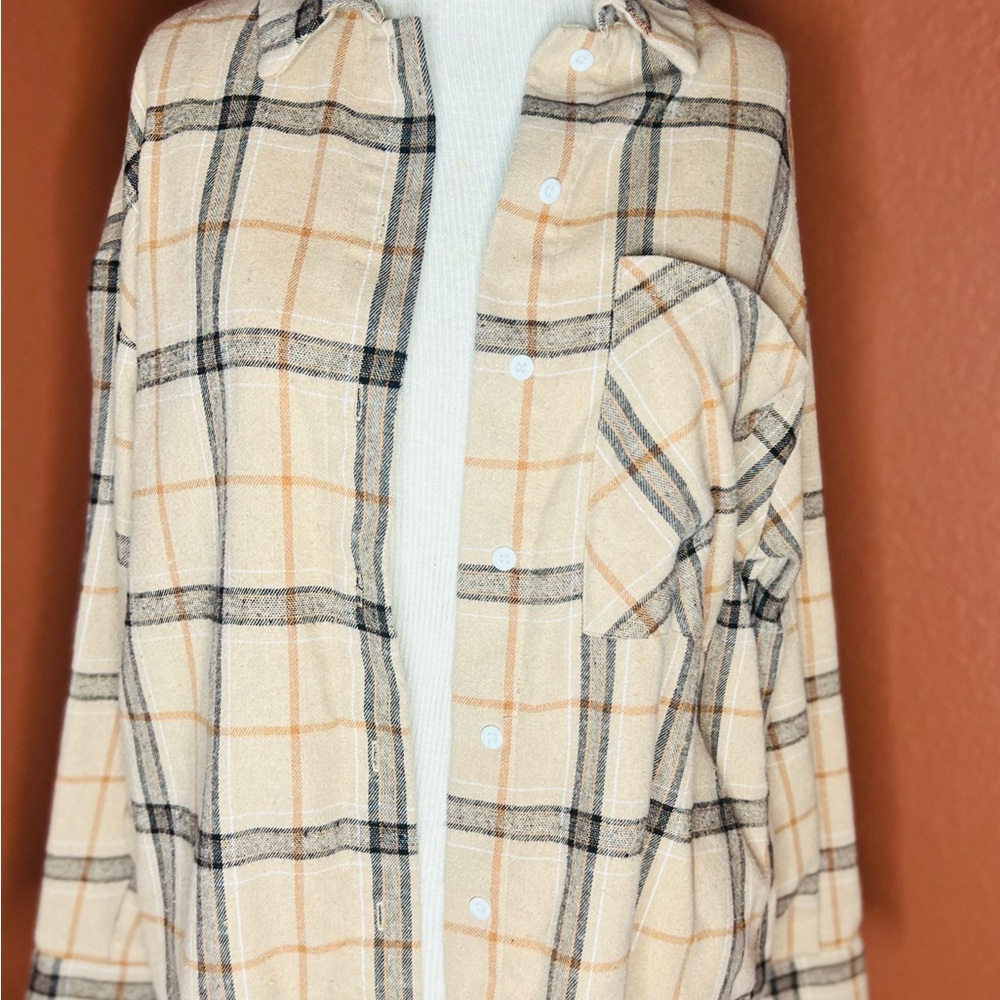 SHEIN Checkered Shirt in Cream and Black